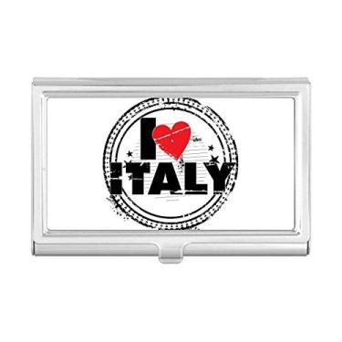 Imagem de I Love Italy Carimbo Coração Círculo Carimbo Cartão de Visita Carteira de Bolso