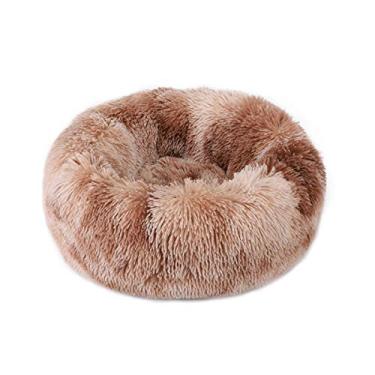 Imagem de Jun Jiale Cama para cachorro, cama de gato, confortável para donuts, almofada redonda para cachorros, ninho de pele sintética, antiderrapante, cama para animais de estimação, ultra macia, lavável, para alívio das articulações e sono aprimorado (78 x 78 cm)