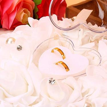 Imagem de Jadpes Almofada de casamento, lembrancinhas românticas de casamento de rosas, caixa de presente de coração pérola para festa de casamento