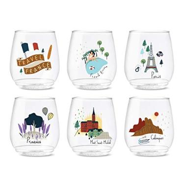 Imagem de TOSSWARE Pop 400 ml Vino French Holiday Series, conjunto de 6, taças de vinho de plástico recicláveis, inquebráveis e transparentes