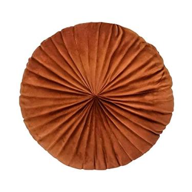 Imagem de Díspar Design Almofada Redonda Aveludada Bordada 35 cm x 35 cm x 11 cm Geométrico Terracota