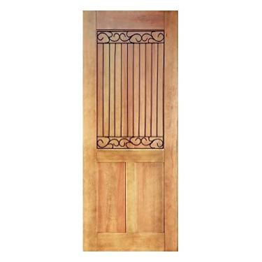 Imagem de Folha de Porta Madeira Maciça Meia Grade Renda 80x210x3,5cm Cedro Rosa Madeira