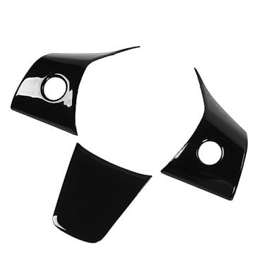 Imagem de Kit de envoltório para cobertura de volante autocolante decorativo para cobertura interior do decalque para a moldura do volante cobertura interior do volante (verniz preto)