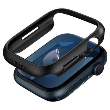 Imagem de Spigen Thin Fit Projetado para Capa Apple Watch Série 9/8/7 41mm Capa Rígida de PC Leve - Preto