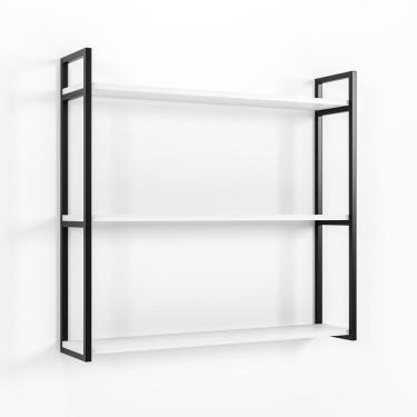 Imagem de Prateleira Industrial 3 Níveis com Armação de Metalon Preto 75x18x80