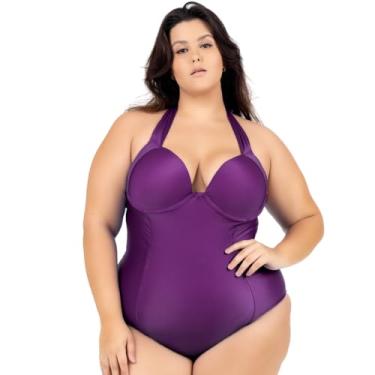 Imagem de Maiô Plus Size liso Chapa barriga Com Bojo Cortinão Cor:Colorido;TAMANHO:G1-50