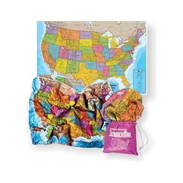 Imagem de Waypoint Geographic USA Scrunch Map - Easy to Store Up-to-Date Map with Storage Bag (24" H x 36" W)