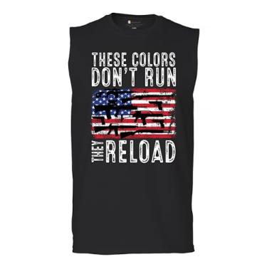 Imagem de Camiseta masculina These Colors Don't Run They Reload Muscle 2nd Amendment 2A Second Right American Flag Don't Tread on Me, Preto, P