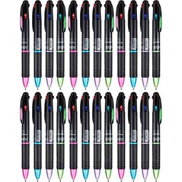Imagem de JOVITEC Pacote com 24 canetas esferográficas multicoloridas, 4 em 1, canetas esferográficas retráteis coloridas de 0,7 mm, 4 cores, canetas esferográficas de tinta gel, para escritório, escola,