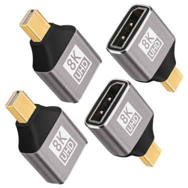 Imagem de Adaptador 8K 1.4 Mini DisplayPort para DisplayPort pacote com 4, conector bidirecional DP fêmea para mini DP macho, compatível com Thunderbolt 2, suporta 8K @60Hz, 4K @144Hz, para laptop, PC, jogos