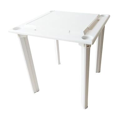 Imagem de BC Classics Bene Casa Mesa de jogo de plástico impermeável com suporte para bebidas, suporte de azulejo embutido, mesa de jogo de perna removível, mesa de jogo portátil interna ou externa