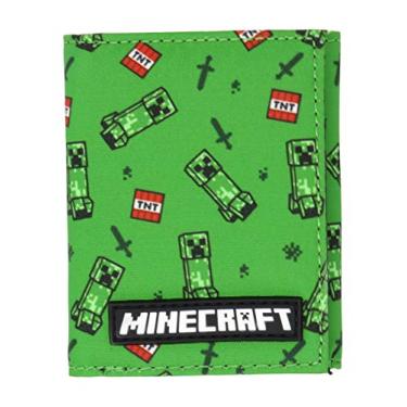 Imagem de Carteira Minecraft Creeper Toss de poliéster com dobra tripla multicolorida licenciada