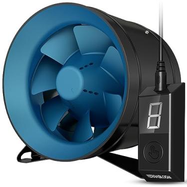 Imagem de TerraBloom ECMF-315, Ventilador de duto em linha silencioso de 30,5 cm (313 mm OD) com controlador de velocidade variável de 0-100%, revestimento de metal hermético, motor EC com eficiência