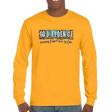 Imagem de GODfidence Camiseta de manga comprida Fofa Cristã Igreja Religiosa Senhor Inspiração Confiante em Deus Religião Motivação, Amarelo, G