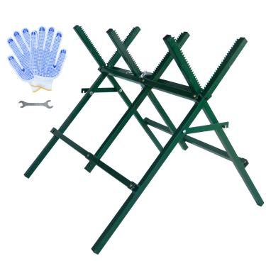 Imagem de Gulfmore Sawhorse ajustável, Sawbuck dobrável portátil para divisão/madeira/lenha, suporte de toras de ferro forte para serviço pesado, suporte de corte de toras de 68 kg.