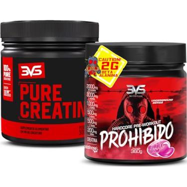 Imagem de 3VS Nutrition Combo Creatina Pura 300gr + Pré treino Prohibido 360g Sabor Chiclete