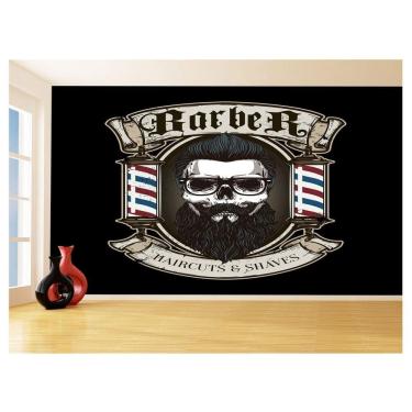 Imagem de Papel De Parede 3D Barbearia Barber Shop Logo 3,5M Brb27