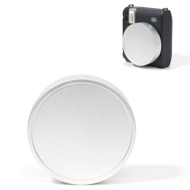 Imagem de HIYQIN Tampa protetora de lente compatível com câmera instantânea Fujifilm Instax Mini 99, capa de lente Instax Mini 99, tampa de alumínio com corda antiperda e bolsa à prova de poeira - prata