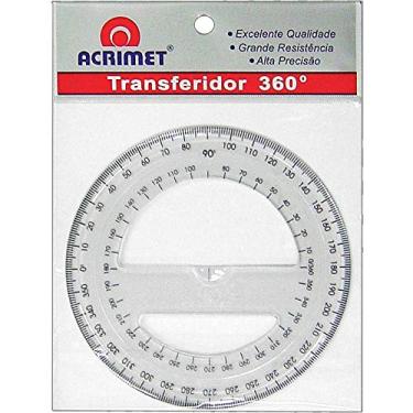 Imagem de Acrimet 552, Transferidor Poliestireno, 360 Graus Cristal, Multicor
