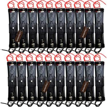 Imagem de Estojo de bateria 18650 com 1 compartimento, caixa de armazenamento de bateria Ltvystore 18650 com fio condutor, estojo de plástico preto para bateria única de botão 18650, pacote com 20
