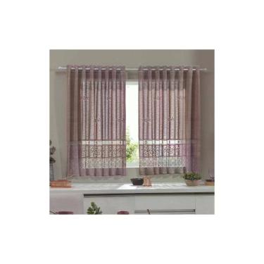 Imagem de Cortina para Cozinha Donna 280x130 cm Renda Color Rose