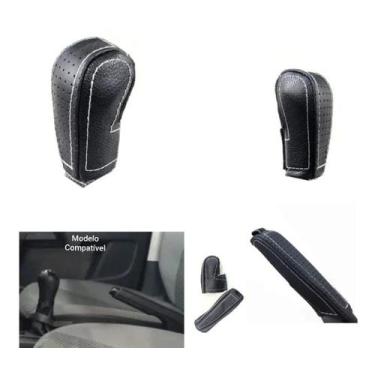 Imagem de Kit em Couro Capa Manopla Câmbio Manual e Alavanca Freio de Mão Volksw