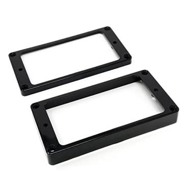 Imagem de Vintage Forge Conjunto de anéis de montagem Humbucker de fundo plano preto (ponte e pescoço) compatível com guitarras Gibson Les Paul SG HR2020F-BLK