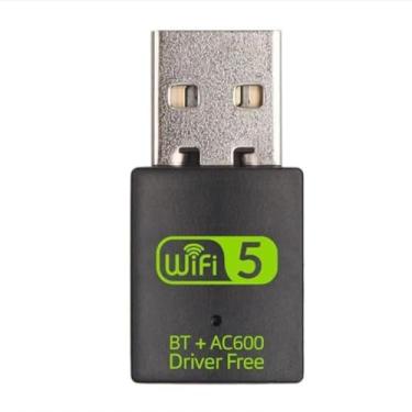 Imagem de Adaptador USB WiFi, Bluetooth WiFi USB 600Mbps, adaptador de rede sem fio de banda dupla 5G/2,4G para laptop, compatível com Windows 7/8/8.1/10/11。