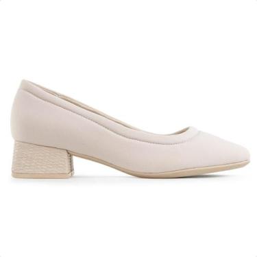 Imagem de Scarpin Comfortflex Salto Bloco Feminino, 36, Off white, Bege