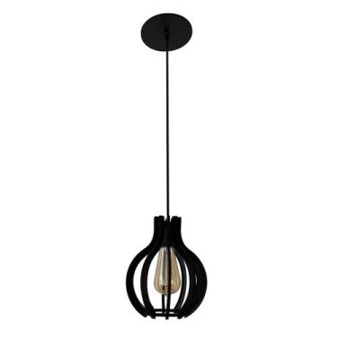Imagem de Luminária Lustre Pendente Sala Quarto Balcão Pequim Preto - Caroá, E27