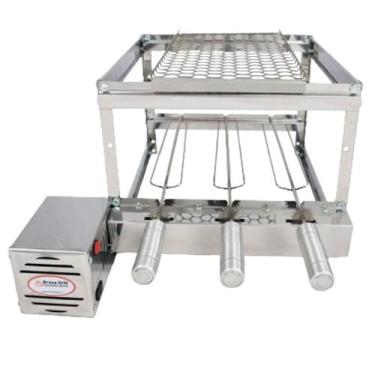 Imagem de Brasa Grill Tradicional Gira 3 Espetos Churrasqueira Giratória + Grelh