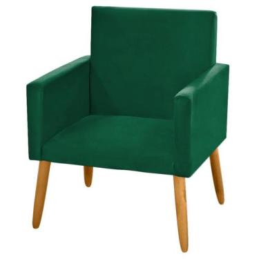 Imagem de Poltrona Cadeira Decorativa Nina Encosto Alto Suede Verde Militar - 2M