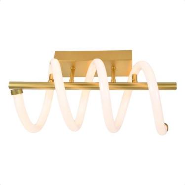 Imagem de Plafon Taschibra Moderno Spring Led 16W Luz Quente 3000K Bivolt, Ouro