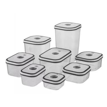 Imagem de Conjunto 8 Potes Electrolux Herméticos Plástico Cinza Origin, Cinza