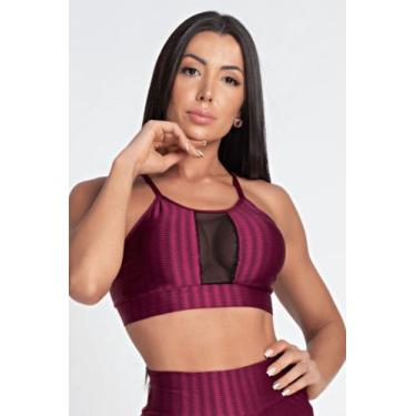 Imagem de Top New Ziggy 3D Bordô com Renda - Vida Fit, M, Bordô