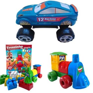 Imagem de Carrinho Sport Monster + Trenzinho Didático com Blocos 56 peças - Casa