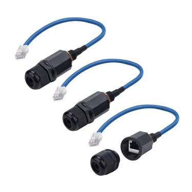 Imagem de YIOVVOM Conector impermeável RJ45 de montagem em painel com blindagem, macho para fêmea, 8P8C, CAT6, M16 IP67 Ethernet LAN acoplador de cabo adaptador externo conexão à prova de intempéries (pacote