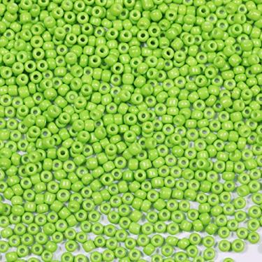 Imagem de Bala&Fillic Contas de semente de 3 mm cor verde maçã cerca de 3600 peças/100 gramas no saco, 8/0 contas de vidro para fazer pulseira e colar (verde maçã)