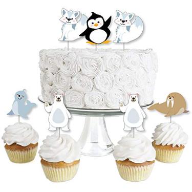 Imagem de Big Dot of Happiness Arctic Polar Animals - Dessert Cupcake Toppers - Winter Baby Shower or Birthday Party Clear Treat Picks - Set of 24