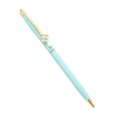 Imagem de Caneta Luxo c/ Detalhe Flor Permanente Azul Detalhes Dourado - Bisou P