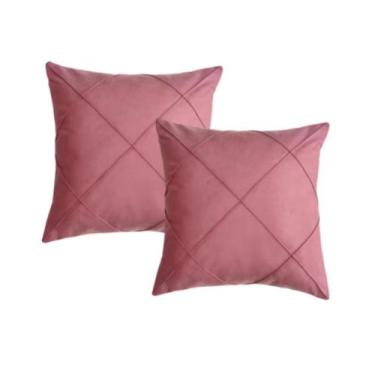 Imagem de Kit 02 Almofadas Cheias Drapeadas em Suede 45x45cm Sala Sofá Quarto - 