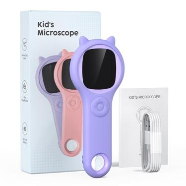 Imagem de Microscópio de Telefone Móvel para Crianças, Tela IPS de 2,0 Polegadas, Microscópio de Bolso 200 X, Lupa Portátil para Crianças - Mini Microscópio Digital para Crianças, (Roxo)