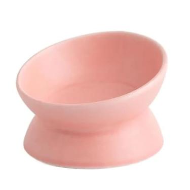 Imagem de Comedouro Elevado Redondo de Cerâmica para Pets, Design Moderno, Modelo Firenze (Rosa)