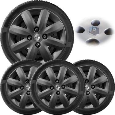 Imagem de 4X Calota Clio Logan Sandero 2007 A 2013 Aro 14 Grafite