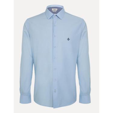 Imagem de Camisa Dudalina Masculina Slim Superfine Cotton Lisa Azul Claro-Masculino