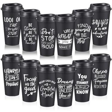 Imagem de FillTouch 12 peças de copos de agradecimento de funcionários presentes de apreciação de 473 ml copos de café de plástico reutilizáveis com tampas presente de equipe para funcionários colegas de