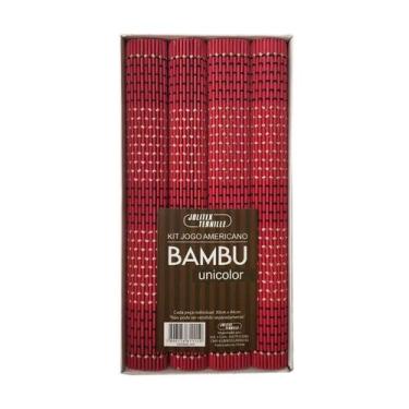 Imagem de Kit Jogo Americano Bambu Unicolor - Jolitex Ternille, Vermelho