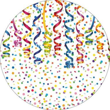 Imagem de Painel De Festa Redondo 1,50x1,50 - Serpentinas e Confetes Coloridos 0