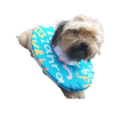 Imagem de Colar Cães Dog Elizabetano Disco Cone Revestido Tecido macio - marinho