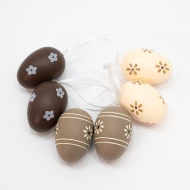 Imagem de Kit 12 Ovos de Páscoa Enfeitado com Flores Pendente Decorativo - GICI 